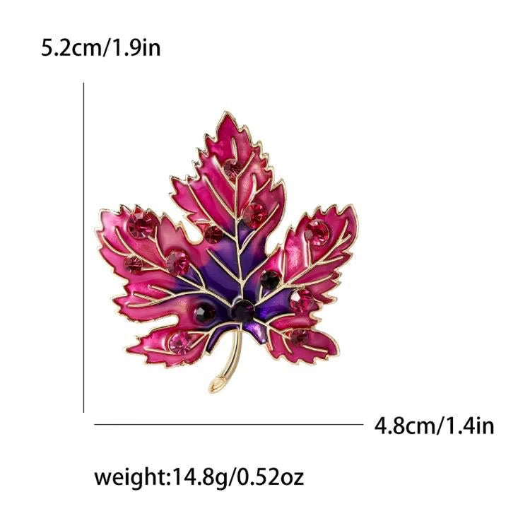 BR 70 Red Rose Autumn leaves Zircon Brooch ( 1 PC ) Anti Resistant