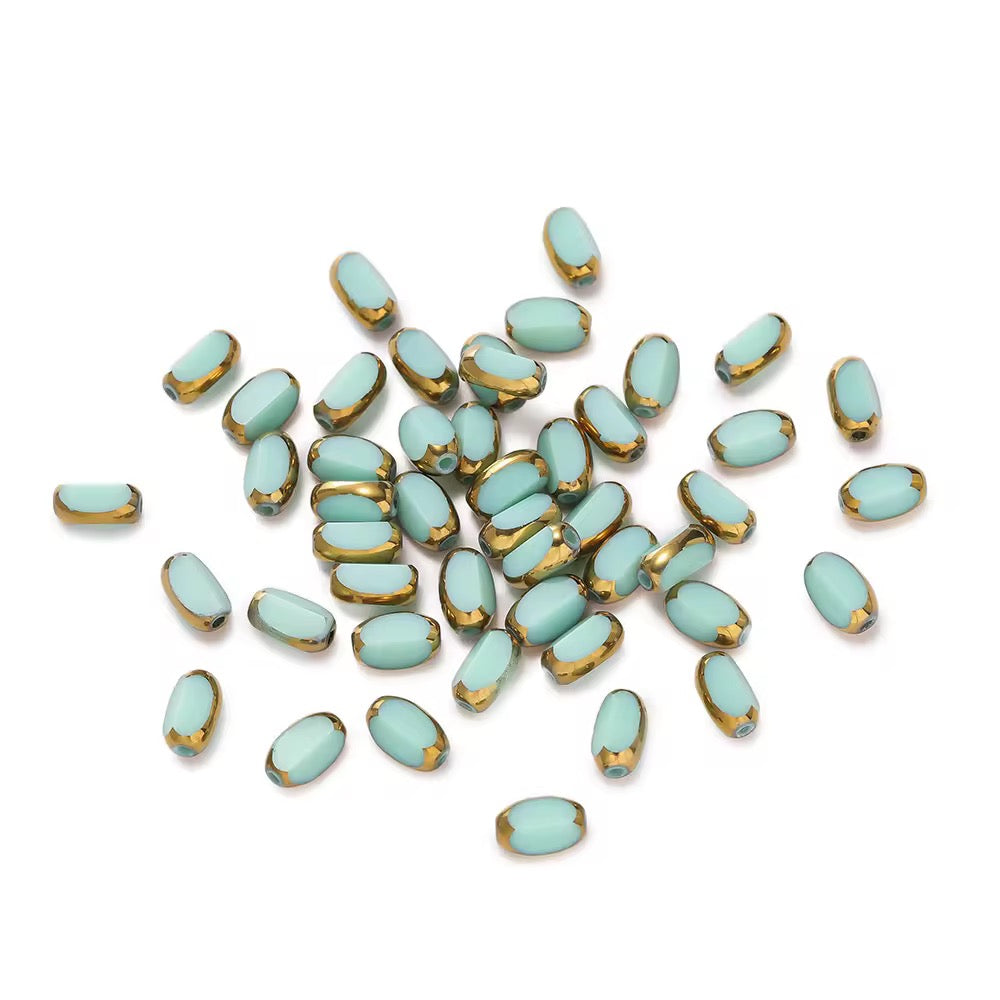 GB01A Gold Edge Faceted Crystal glass bead ( 1 pc ) Lampwork Bead