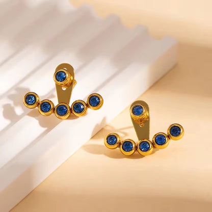ESJ03F zircon stone earring -  18k Gold PVD plated 316 stainless steel - Anti tarnish