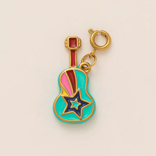 SS 3106 Retro Guitar with clasp Enamel Charm - 316 SS PVD ( 1 pc ) Premium Collectible | Anti tarnish