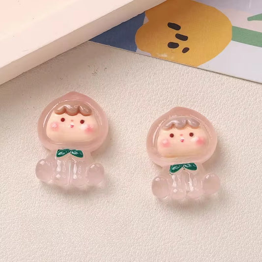 BBB 069 (b) light pink Fruit baby cartoon Kawai themed resin charm ( 1 pc ) with / without Hook