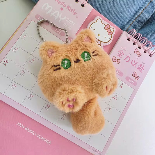 Brown Hello Kitty Cute 3D Plush Toy Keychain ( 1 pc ) ( 10 cm )