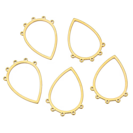 SS 2752 Teardrop Multi Hole Bezel Connector 18k Gold plated stainless steel ( 1 pc ) anti tarnish