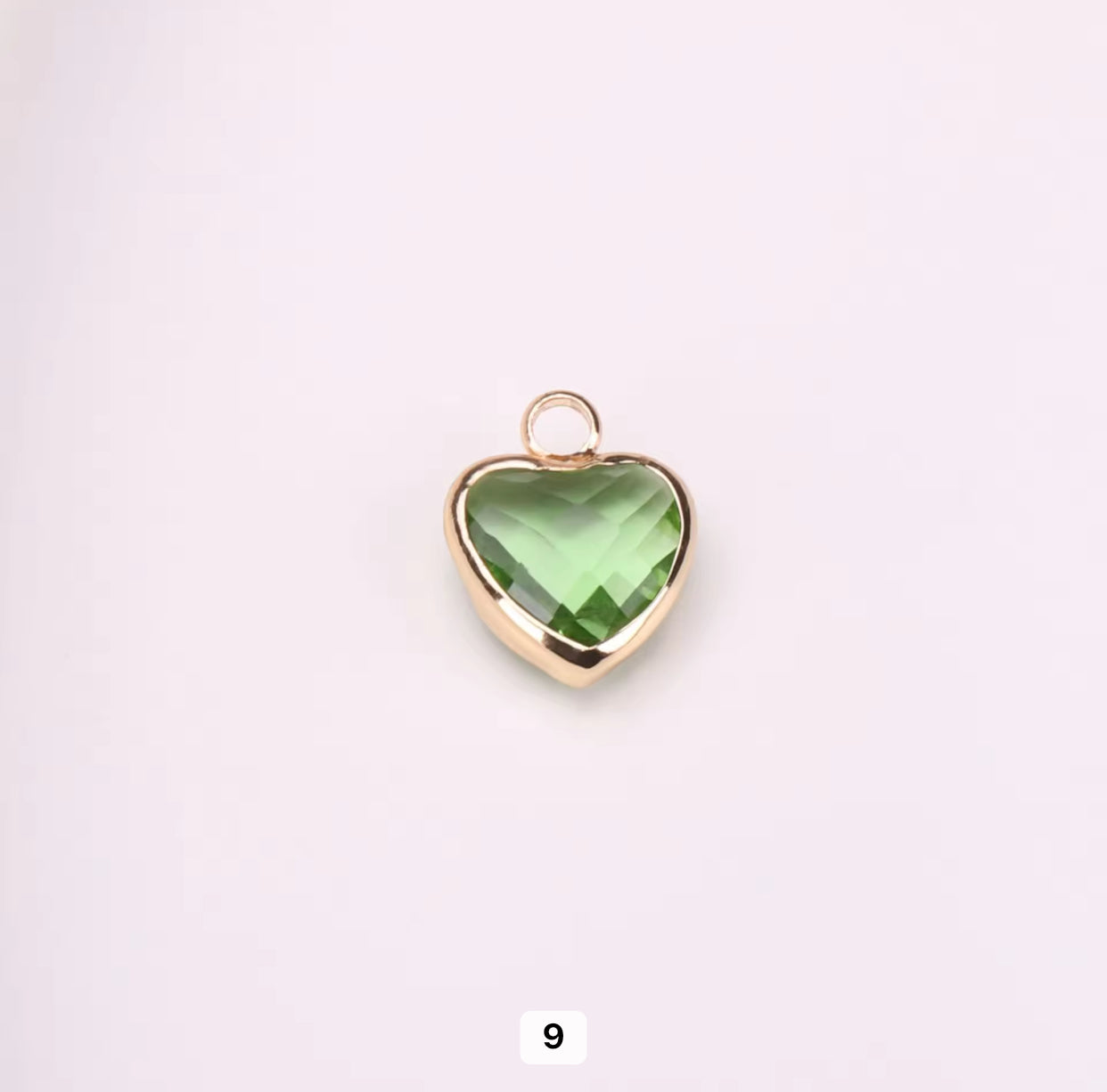 BBB 95 Heart 14k gold plated Zircon crystal charm ( 1 pc ) Anti tarnish ( 8 mm )