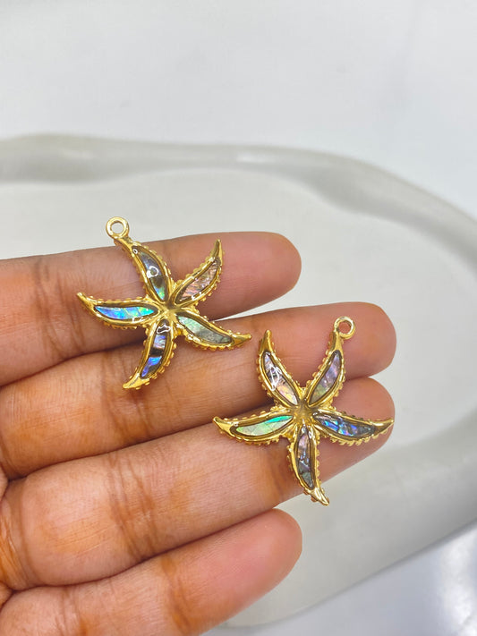 SS 2434 - luxury star fish drop oil charm 18k gold  plated Stainless steel ( 1 pc ) Anti tarnish