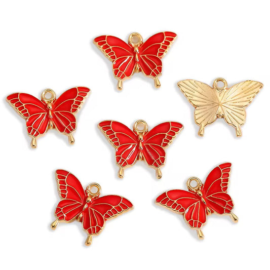 BBB 318 (e) Red Butterfly enamel charm ( 1 pc ) High quality shine ( 20:14 mm )
