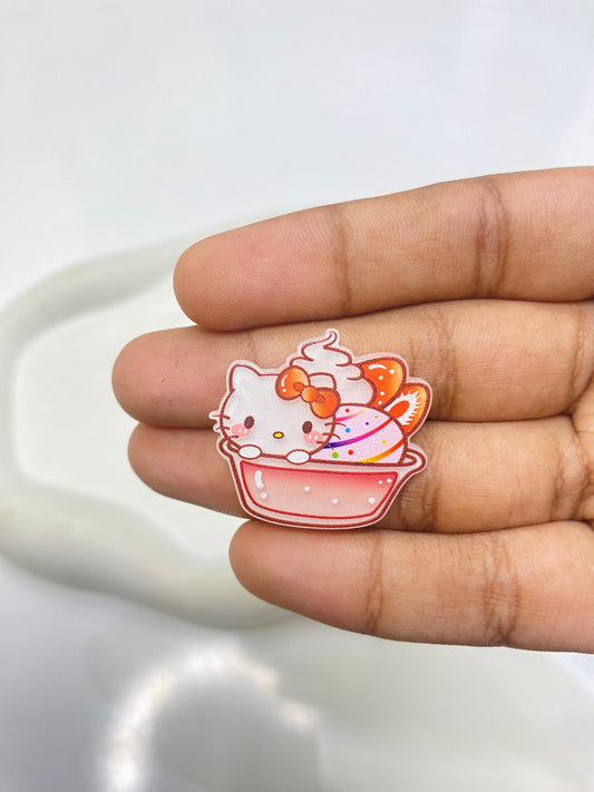 BBB 088 (f) Hello Kitty with Ice cream flat acrylic charm ( 1 pc )