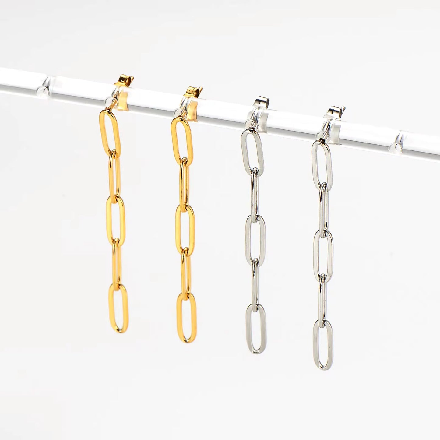 SS 2812 Paper clip studs - 18k gold plated stainless steel ( 2 pc ) anti tarnish