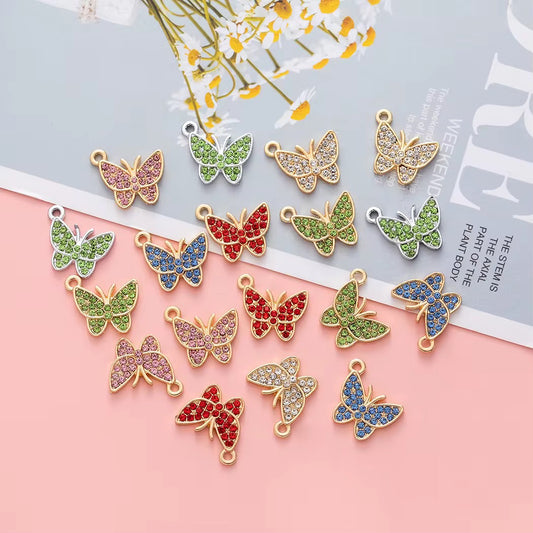 BBB 228 Zircon Butterfly Gold Alloy Premium charm ( 1 pc ) Tarnish Resistant ( 12:14 mm )