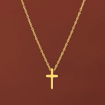 NSJ08E Dainty Cross Necklace - 18k Gold PVD plated 316 stainless steel - Anti tarsi