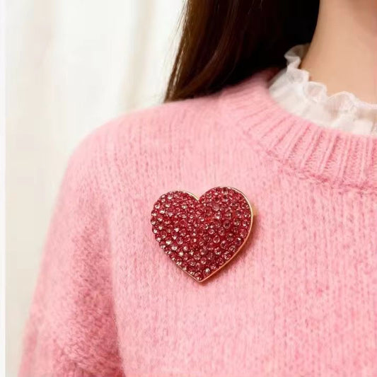 BR 98 Pink love heart  Zircon Brooch ( 1 PC ) Anti Resistant (Copy)