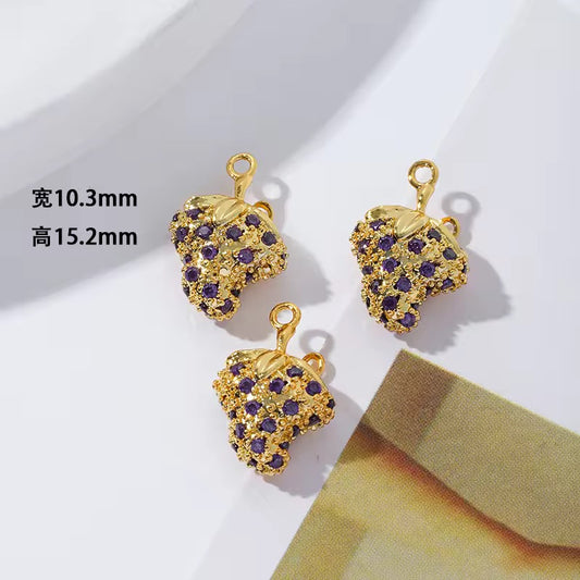 SS 2685 Grapes zircon 14k gold plated charm ( 1 pc ) - anti tarnish