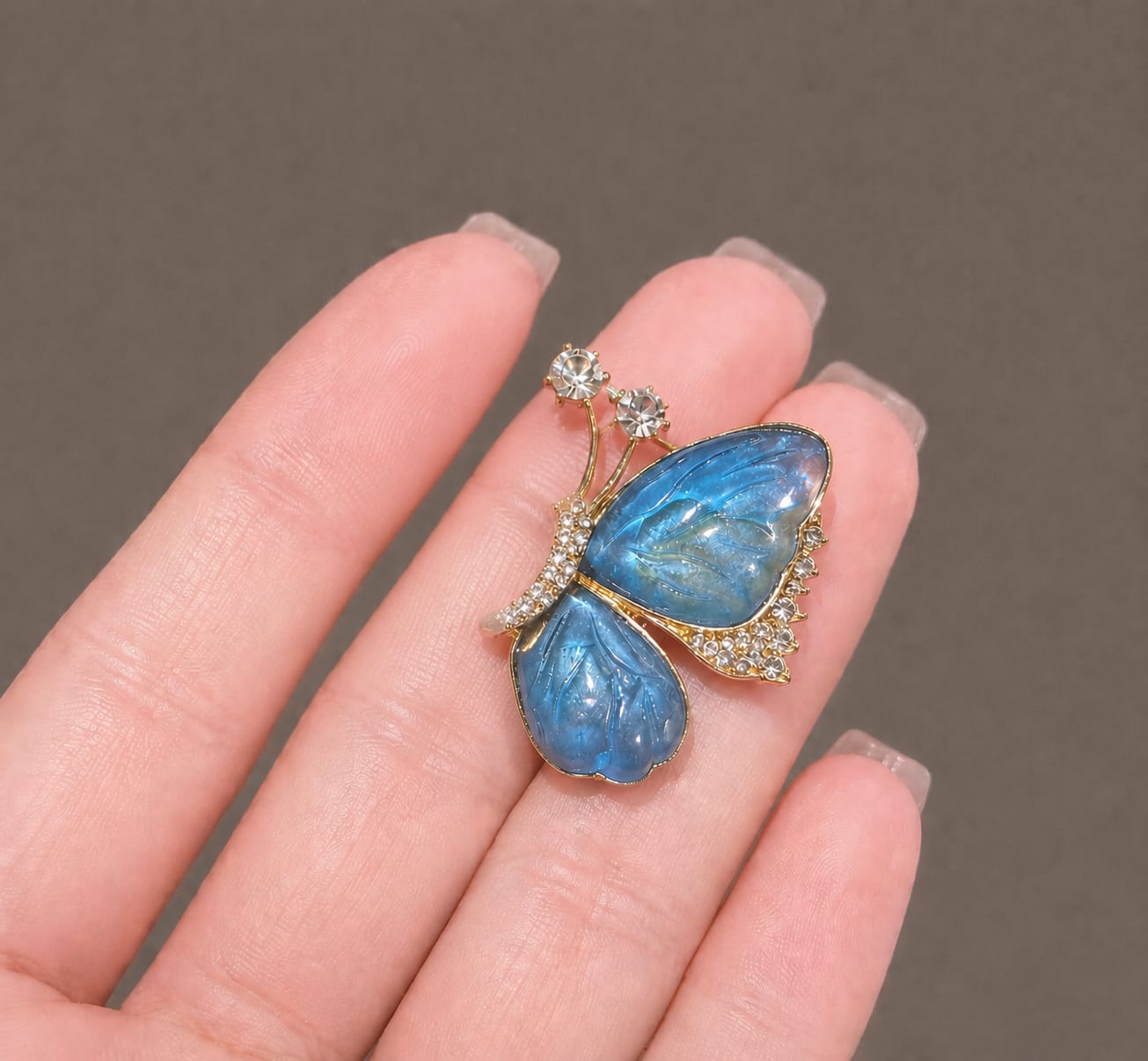 BR03E Azure Dream Butterfly Zircon Brooch ( 1 PC ) Anti Resistant