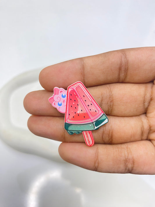 BBB 088 (d) Jigglypuff With Watermelon Popsicle flat acrylic charm ( 1 pc )