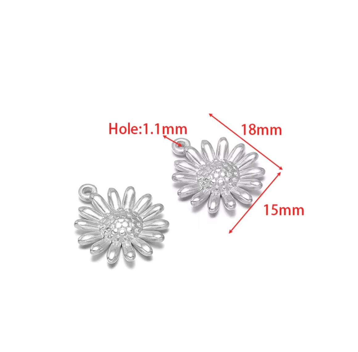 SC20G Sunflower charm ( 1 pc ) silver PVD