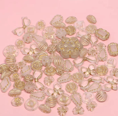 BBB 433 Vintage Czech Baroque Czech Acrylic beads ( 10 gram ) UV Gold plating