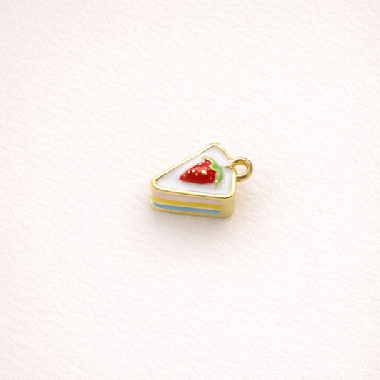 SS 3133 Strawberry Cake Enamel Charm - 14k Gold plated ( 1 pc ) Premium Collectible | Anti tarnish