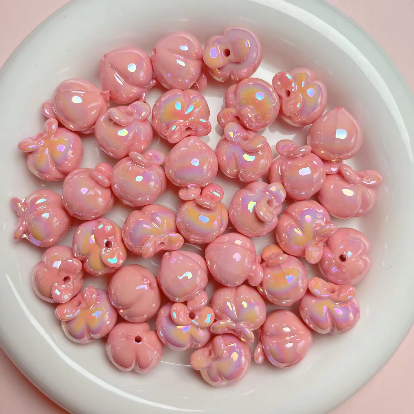BBB 354 (c) Powder pink Fruit peach Shiny Bead ( 1 pc ) UV Plated Acrylic ( 16 mm )