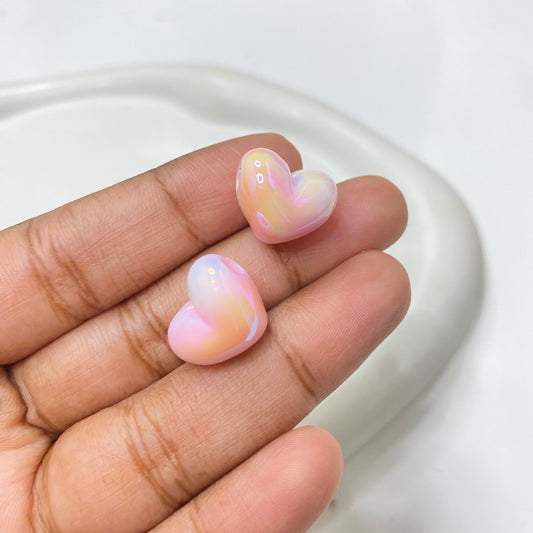 BBB 131 (A) Heart rainbow uv plated shiny irrediscent Acrylic bead (1PC)