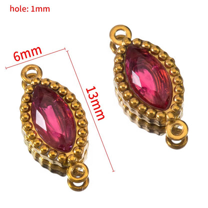 BBB 266 (j) Deep Pink Zircon Connector 18k Gold PVD plated 316 stainless steel ( 1 pc ) Anti tarnish ( 6:13 mm )