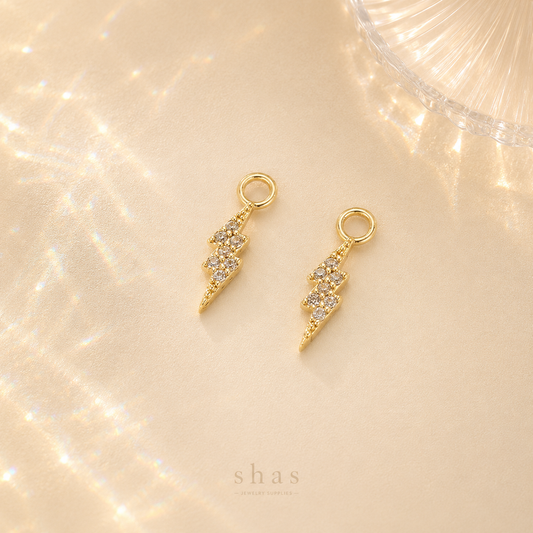 GPC14D Lightning Zircon charm 14k gold plated ( 1 pc ) Anti tarnish