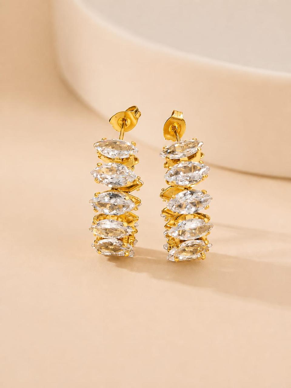 ESJ25F zircon Earring - 18K GOLD PVD plated