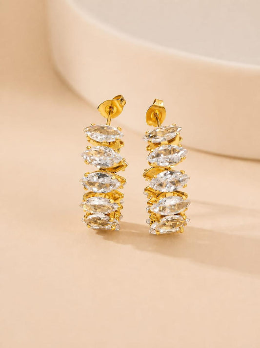 ESJ25F zircon Earring - 18K GOLD PVD plated