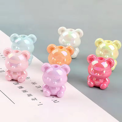 AB24 Cute Bear shiny luminous Acrylic bead ( 1 pc ) UV Plated ( 17:21 mm )