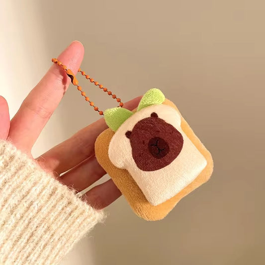 PK 13 Cute Kawaii Capybara Toast 3D Plush Toy Bead Keychain ( 1 pc ) Premium Quality ( 12:11 cm )