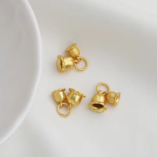 CZ 2157 bell orchid gold plated charm ( 1 pc ) - anti tarnish