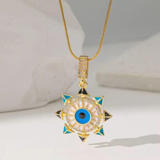 NSJ18E Evil eye Necklace -  18k Gold PVD plated 316 stainless steel - Anti tarnish