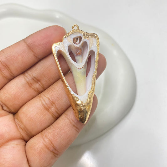 S 1334 long shell gold plated - per piece - natural shells