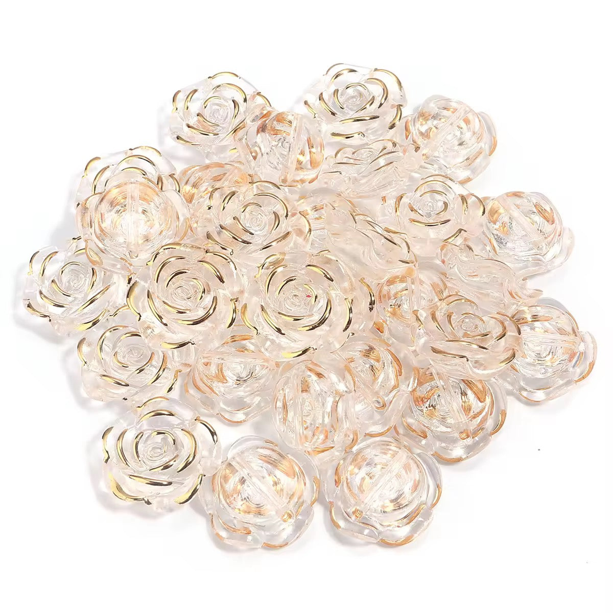 BBB 361 (c) Clear Rose Flower Bead ( 1 pc ) UV Plated Acrylic ( 20 mm )