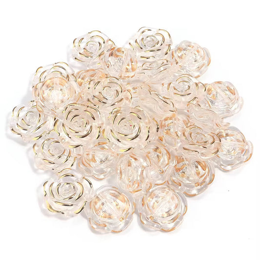 BBB 361 (c) Clear Rose Flower Bead ( 1 pc ) UV Plated Acrylic ( 20 mm )