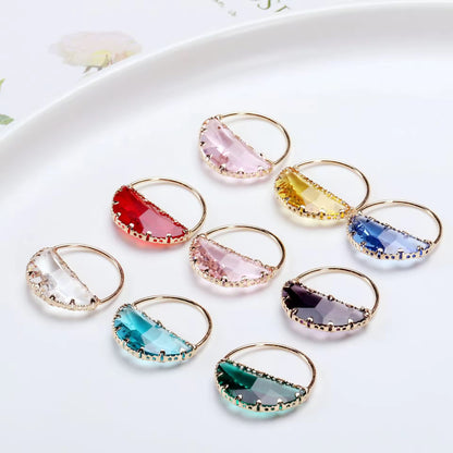 CZ 2581 Orangish Pink Half Round glass zircon charm 18k gold plated ( 1 pc ) Anti tarnish