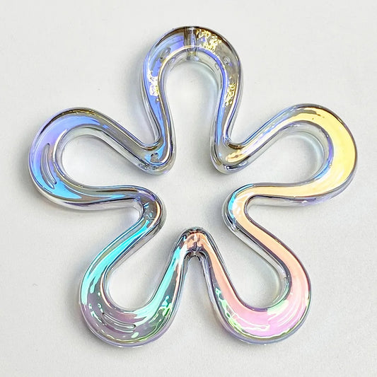 BBB 135 (D) grey tone flower Holographic Luminous uv plated shiny irrediscent Acrylic bead ( 1 pc )