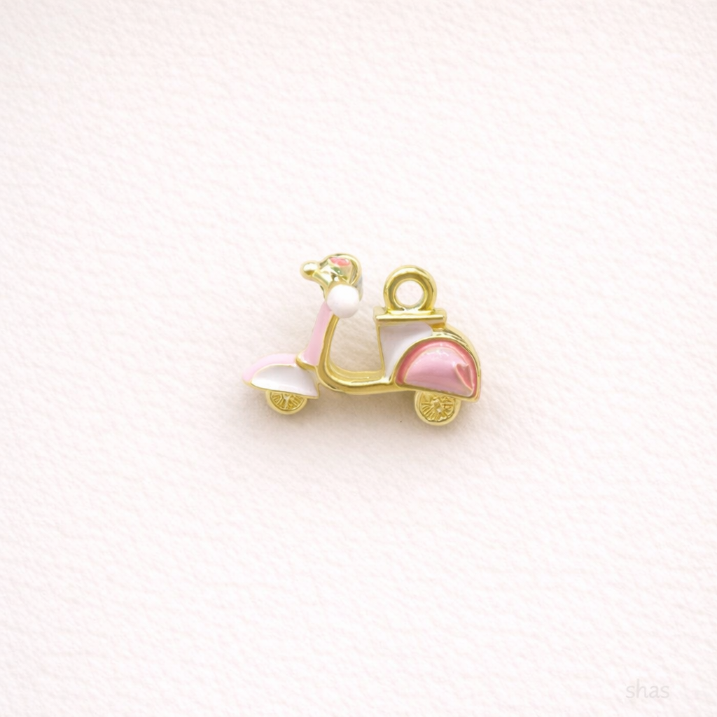 SS 3135 Scooty Enamel Charm - 14k Gold plated ( 1 pc ) Premium Collectible | Anti tarnish