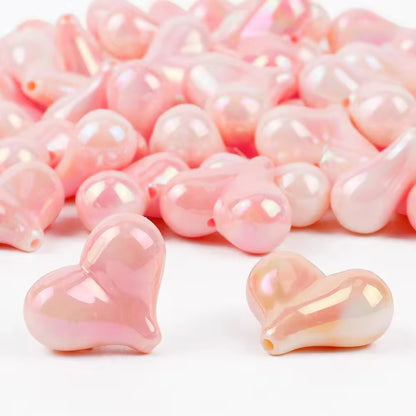 BBB 127 (c) Light pink Heart UV Plated Acrylic Bead ( 1 pc ) ( 18:20 mm )