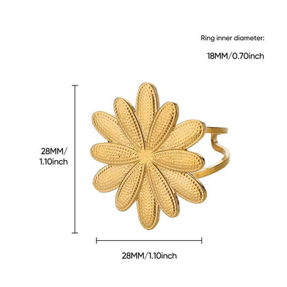 SJ 593 Floral Style Ring Adjustable - 18k Gold PVD plated stainless steel - Anti tarnish
