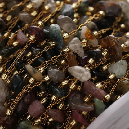 DIYS242 Natural stones Stainless steel chain - per feet - Anti tarnish