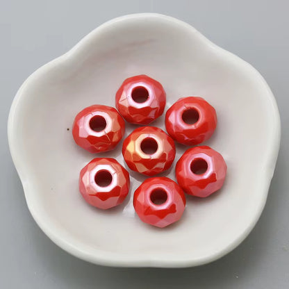 BBB 237 (m) Red Big Faceted Rondelle Luminous Shiny Bead ( 1 pc ) UV Plated Acrylic ( 14 mm )