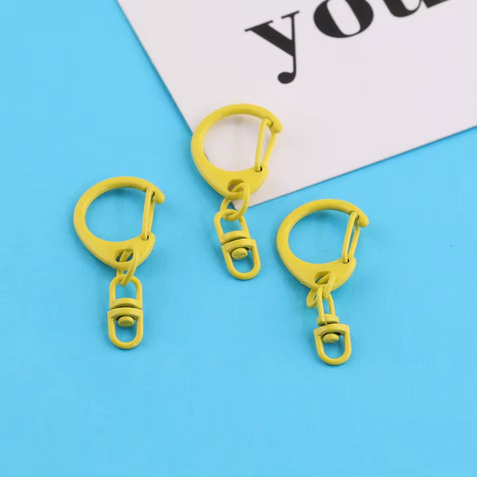 BBB 269 (i) Yellow Candy baked paint D Shape Buckle Ring Keychain Clasp ( 1 pc ) Spring Clasp Key Ring ( 38 mm ) High Quality Alloy