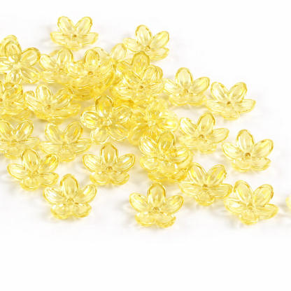 BBB 363 (d) Yellow Cherry Blossom AB Flower Bead ( 1 pc ) UV Plated Acrylic
