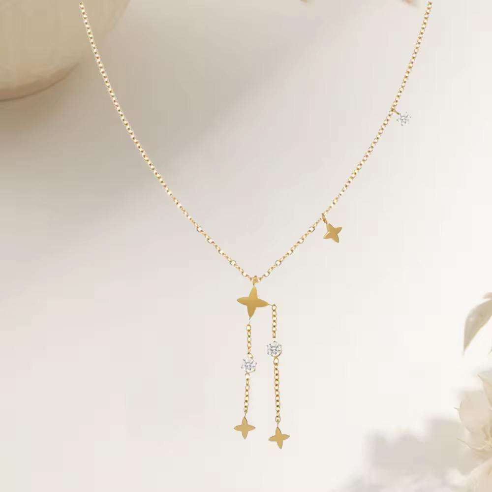 NSJ47A Star Tassel Necklace 18k Gold PVD plated