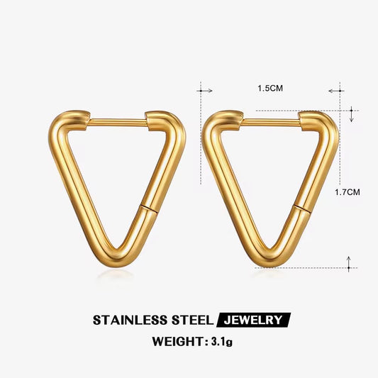 ESJ24G Triangle Hoops 18K gold pvd plated