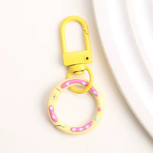 BBB 233 (L) Yellow Candy baked paint Donut Buckle O Ring Keychain Clasp ( 1 pc ) Spring Clasp Key Ring ( 5.1:2.4 cm ) High Quality Alloy