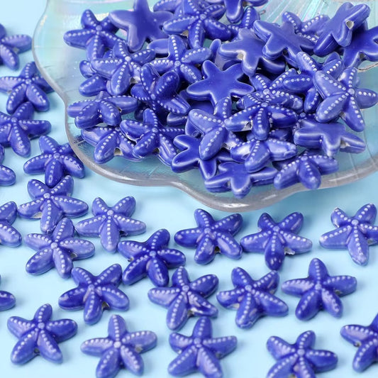 BBB 053 (f) Dark blue Star Fish porcelain ceramic bead ( 1 pc )