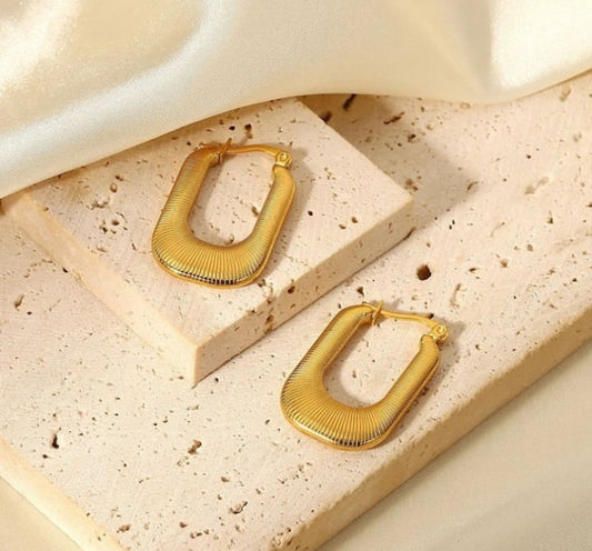 ESJ16A Textured hoops - 18k Gold PVD plated 316 stainless steel - Anti tarnish