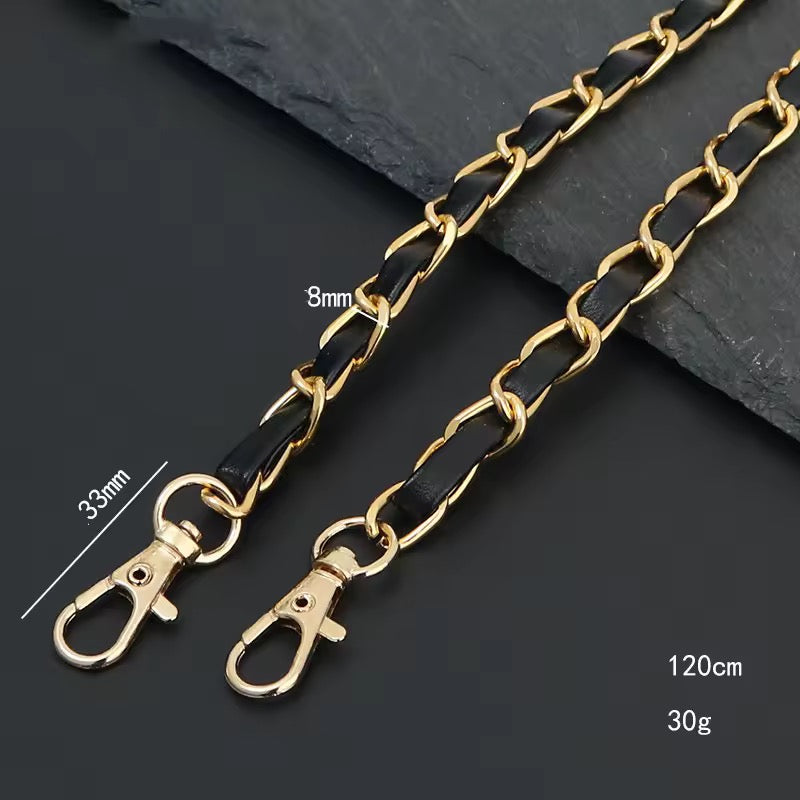 BBB 272 (f) Black Handbag Shoulder Strap - Chain and leather Bag Hardware ( 1 pc ) ( 120 cm )