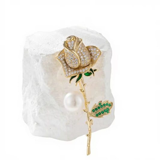 BR 111 Floral Rose Zircon Brooch ( 1 PC ) Anti Resistant